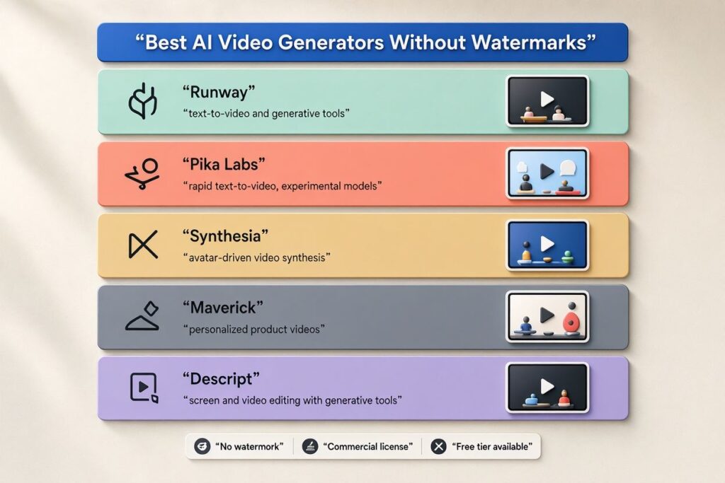 Best AI Video Generators Without Watermarks (2026)