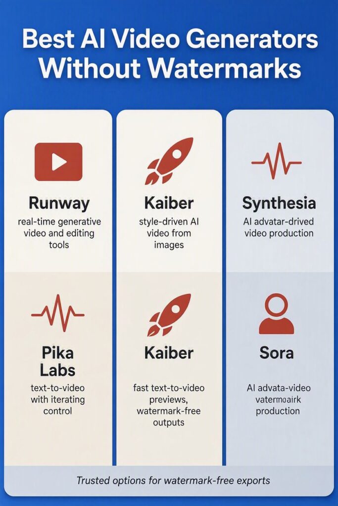 Best AI Video Generators Without Watermarks (2026)